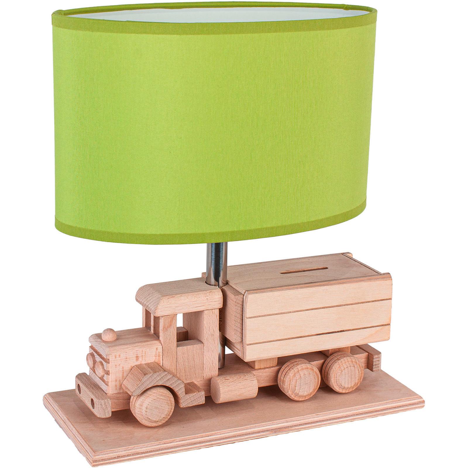Kindertischleuchte 4112425 Lkw Mit Spardose - Naturfarben/Grün, Natur, Holz/Holzwerkstoff (32/14/27cm)