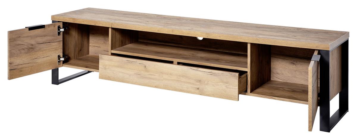 Lowboard Loop TV 180 B: 180 cm Kerneiche - Eichefarben/Anthrazit, KONVENTIONELL, Holzwerkstoff/Metall (180/45/40cm) - Livetastic