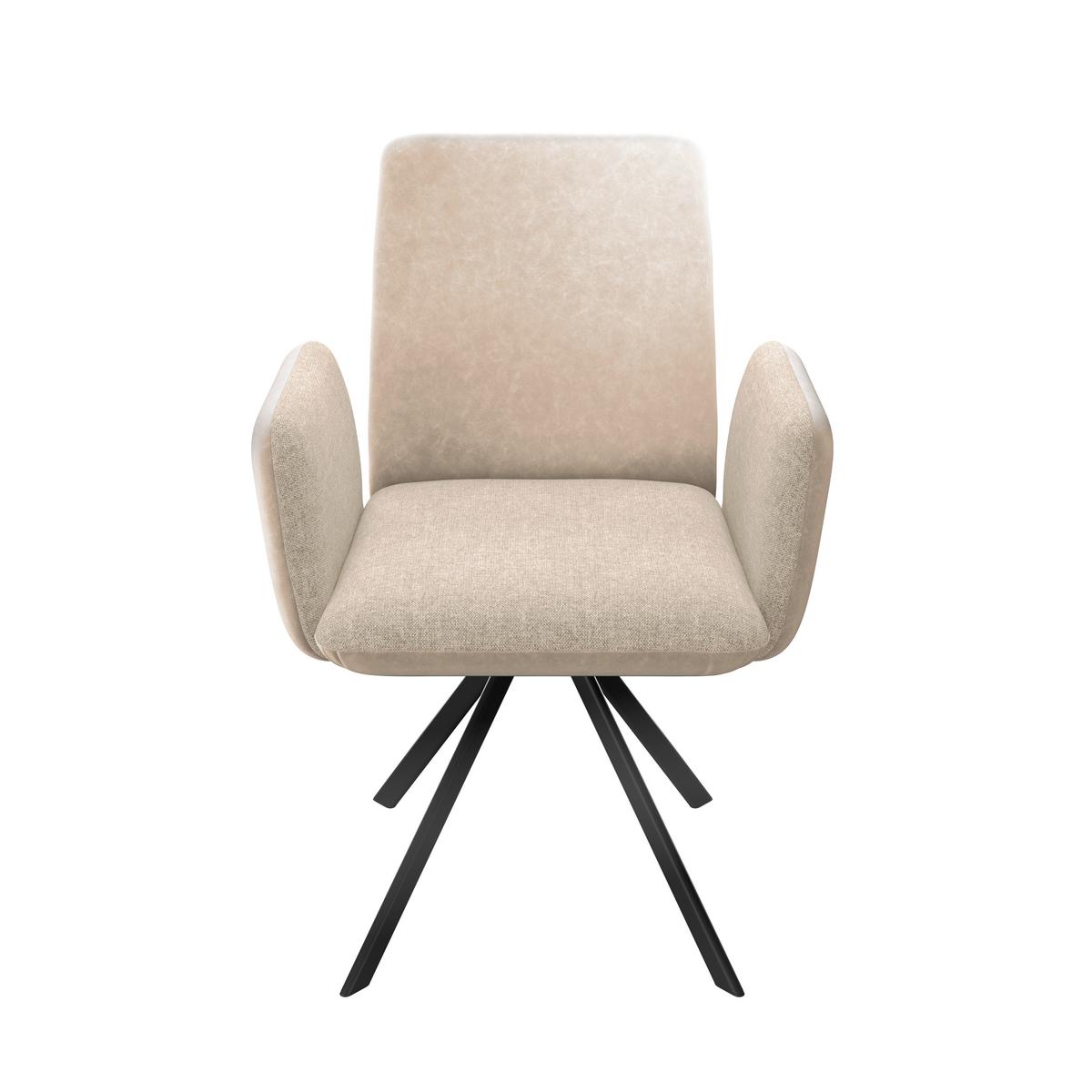 Armlehnstuhl Kian Webstoff creme, B: 65 cm - Creme/Schwarz, Trend, Textil/Metall (65/88/63cm)