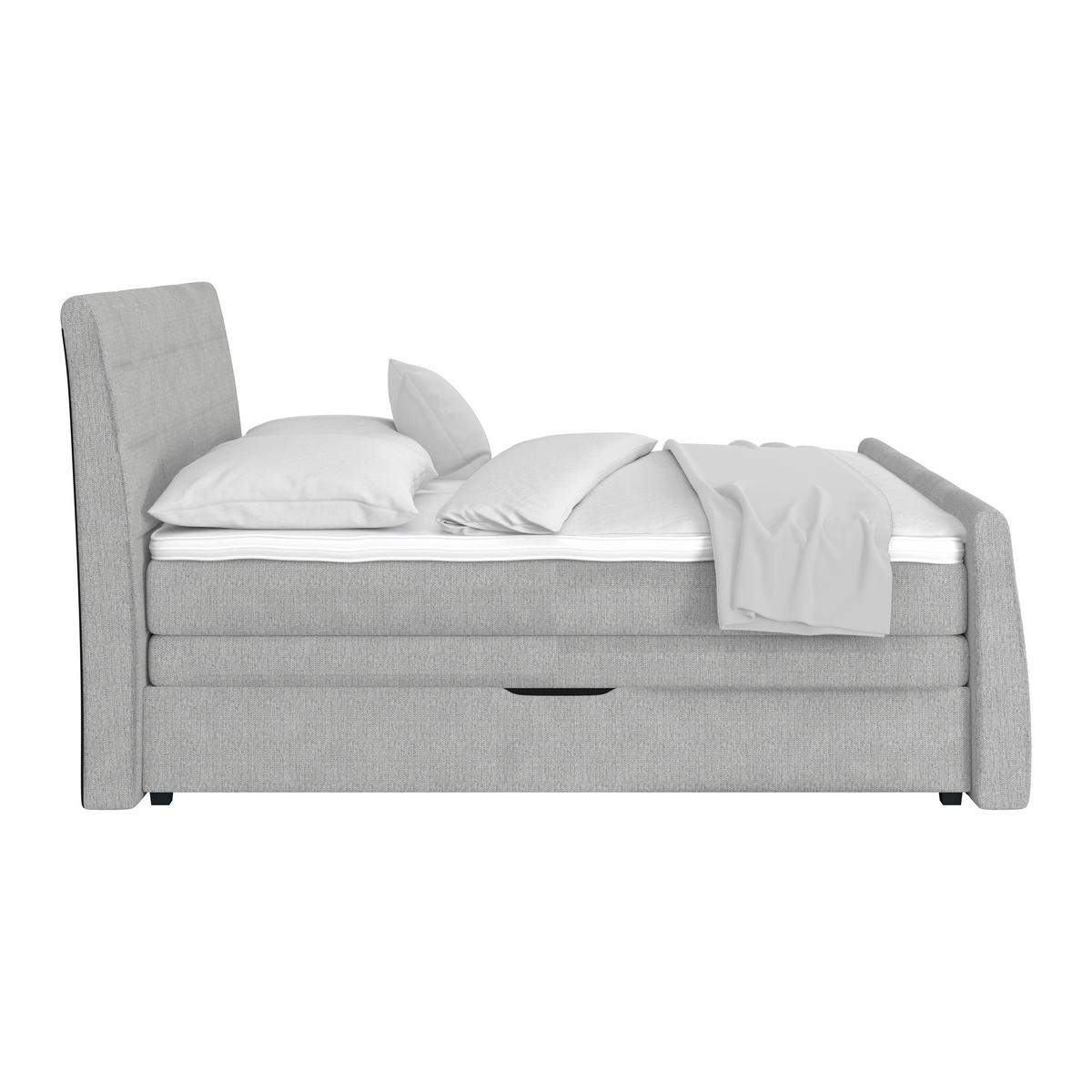 Boxspringbett Libra - Grauweiß/Schwarz, KONVENTIONELL, Textil (160/200cm)
