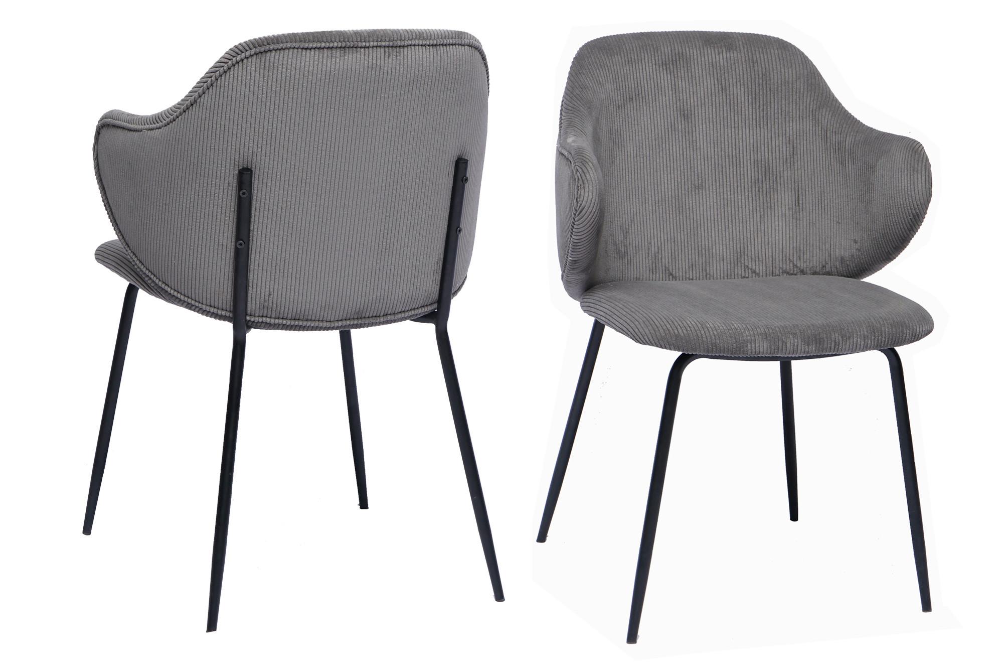 Armlehnstuhl-set Grau B: 54 Cm - Schwarz/Grau, MODERN, Textil/Metall (54/83/55cm) - Livetastic