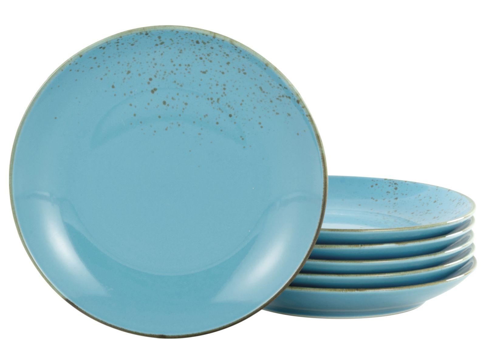 Sada plytkých tanierov NATURE COLLECTION, 6-dielna - svetlomodrá, Trend, keramika (27cm) - Creatable