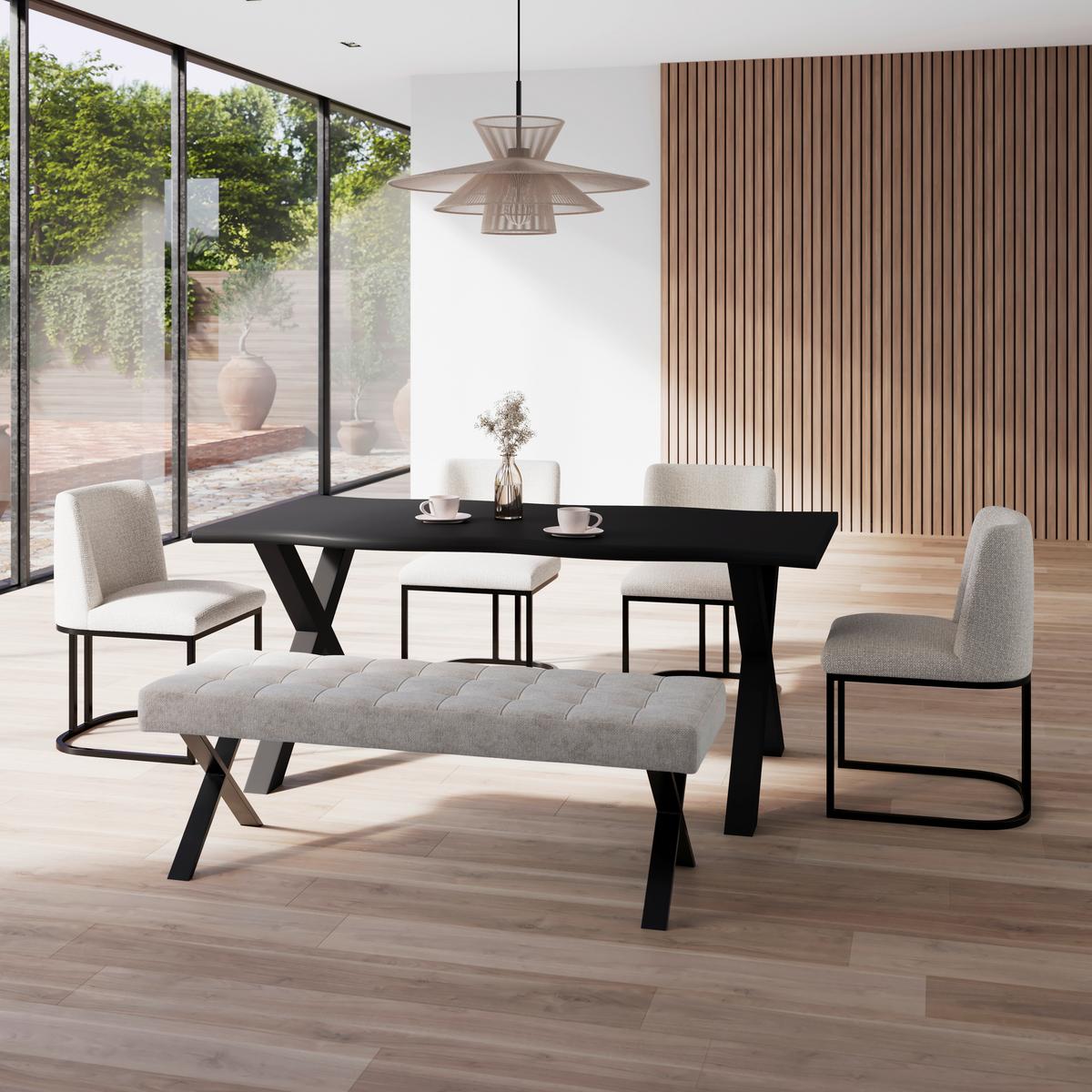 JÍDELNÍ STŮL LAUREL - černá, Moderní, kov/kompozitní dřevo (180/76/90cm) - Bessagi Home