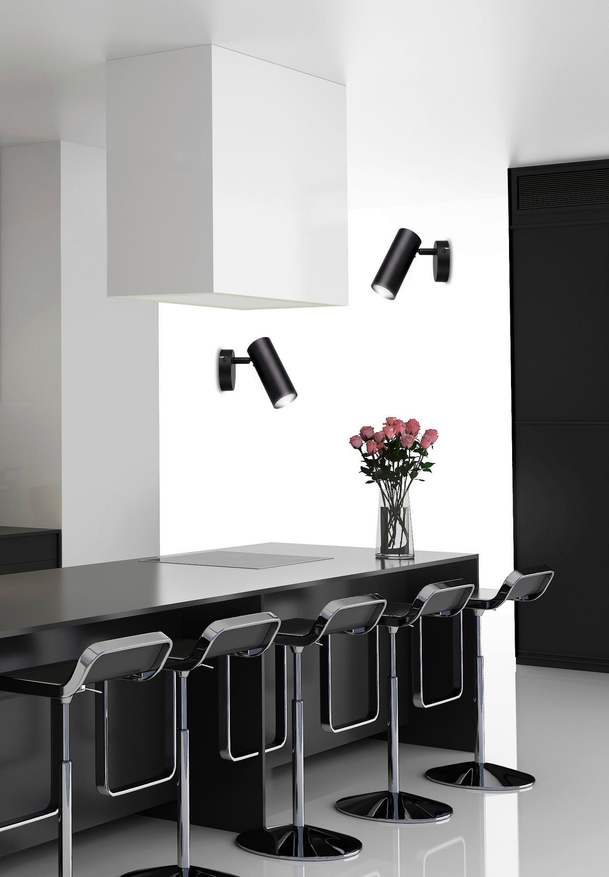 Wandstrahler 91-01658 - Schwarz, Design, Metall (16/8/14cm)