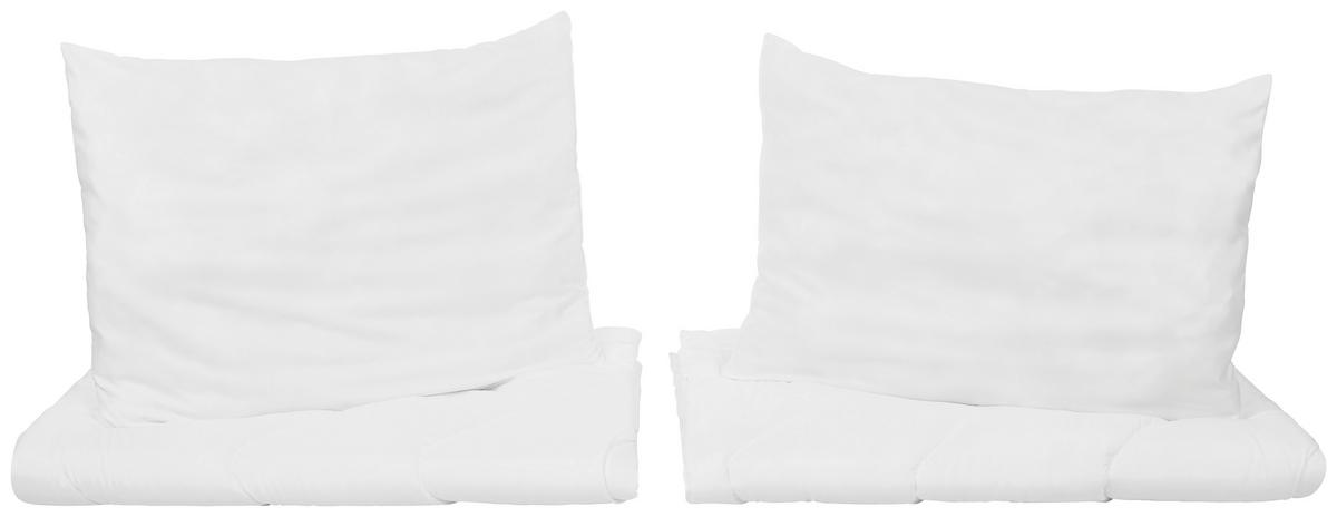 Betten-Set Pauline 4-Tlg. Mikrofaser, Waschbar 60 °c - Weiß, KONVENTIONELL, Textil (140x200 x2/70x90 x2cm) - Primatex