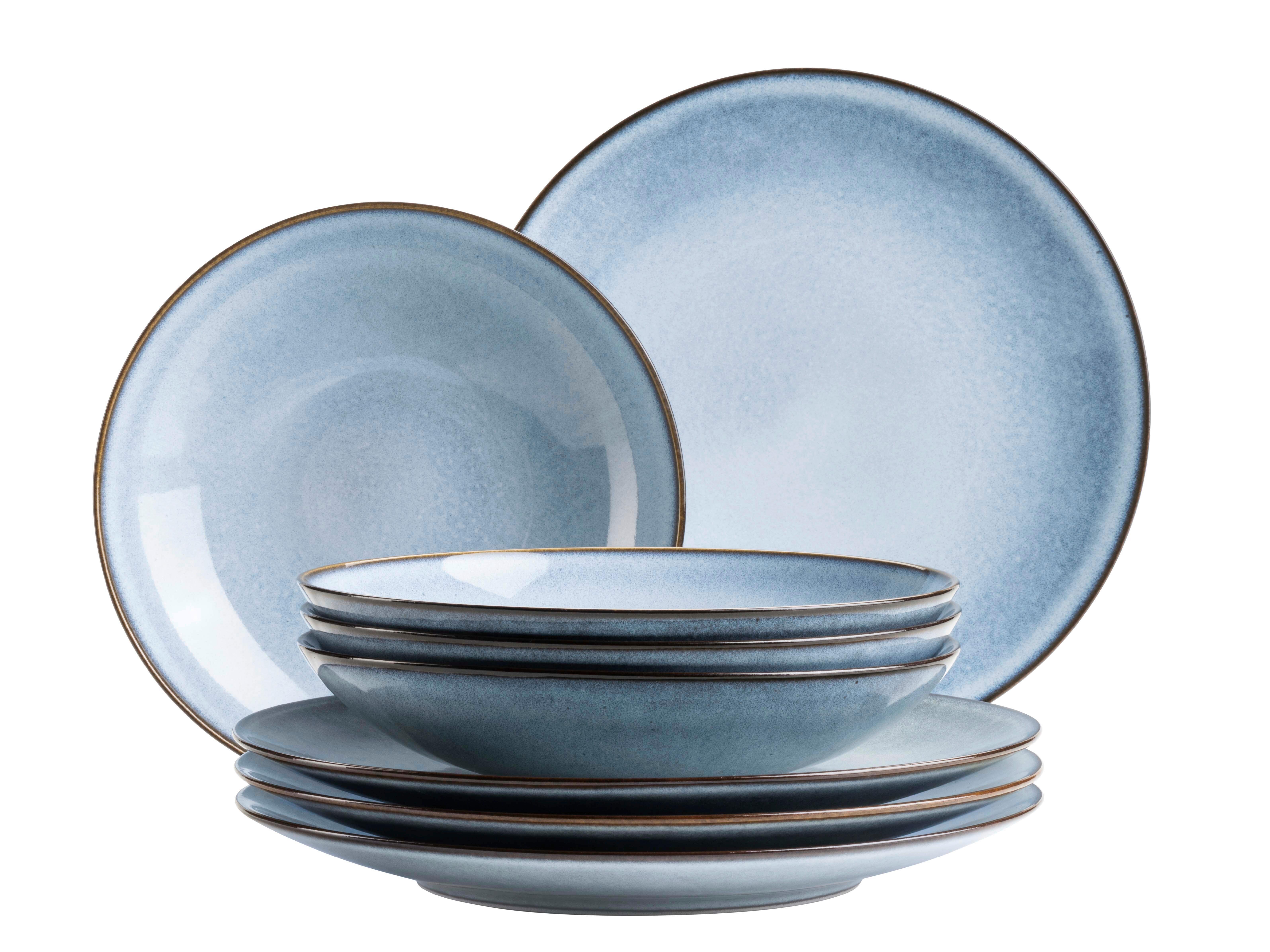 Tafelservice SMOKY'S 8-teilig Steinzeug, Blau, 4 Personen - Blau, Basics, Keramik - Mäser