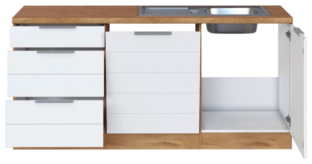 Eckküche Florenz ohne Geräte 240/180 cm Weiß/Eiche Dekor - Eiche Wotan/Weiß, Design, Holzwerkstoff (240/180cm) - Held