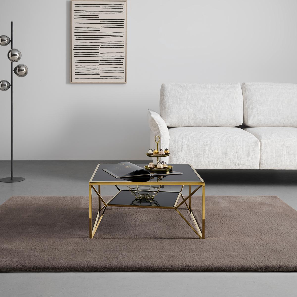 KONFERENČNÝ STOLÍK ANGEL II - čierna/zlatá, Modern, kov/sklo (70/70/38cm) - Mömax