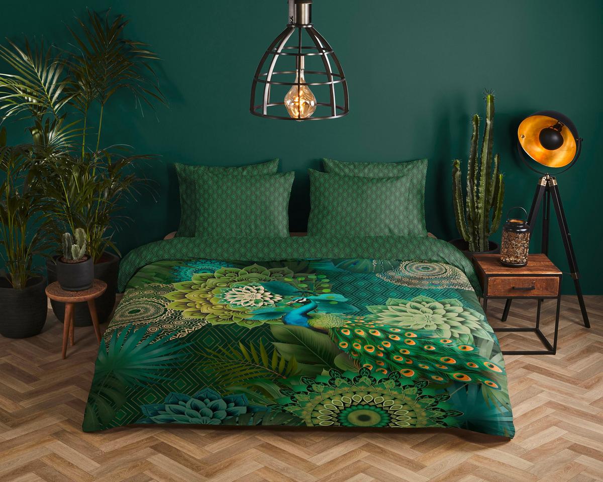 BETTWÄSCHE AGATHA - Dunkelgrün/Grün, Design, Textil (140/200cm)