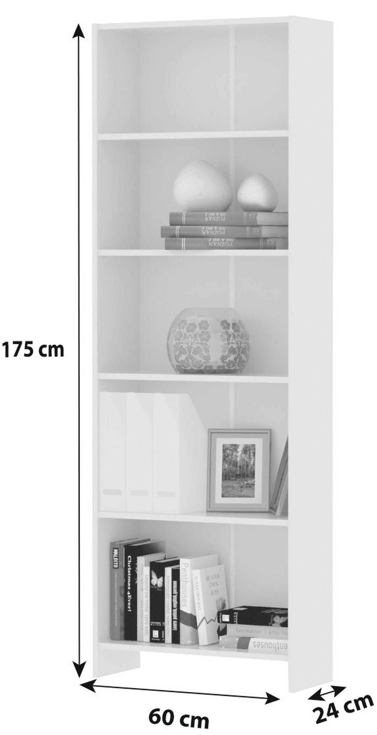 STOJACÍ REGÁL BART *CENOVÝ TRHÁK* - bílá, Moderní, kompozitní dřevo (60/175,5/24,3cm) - Based
