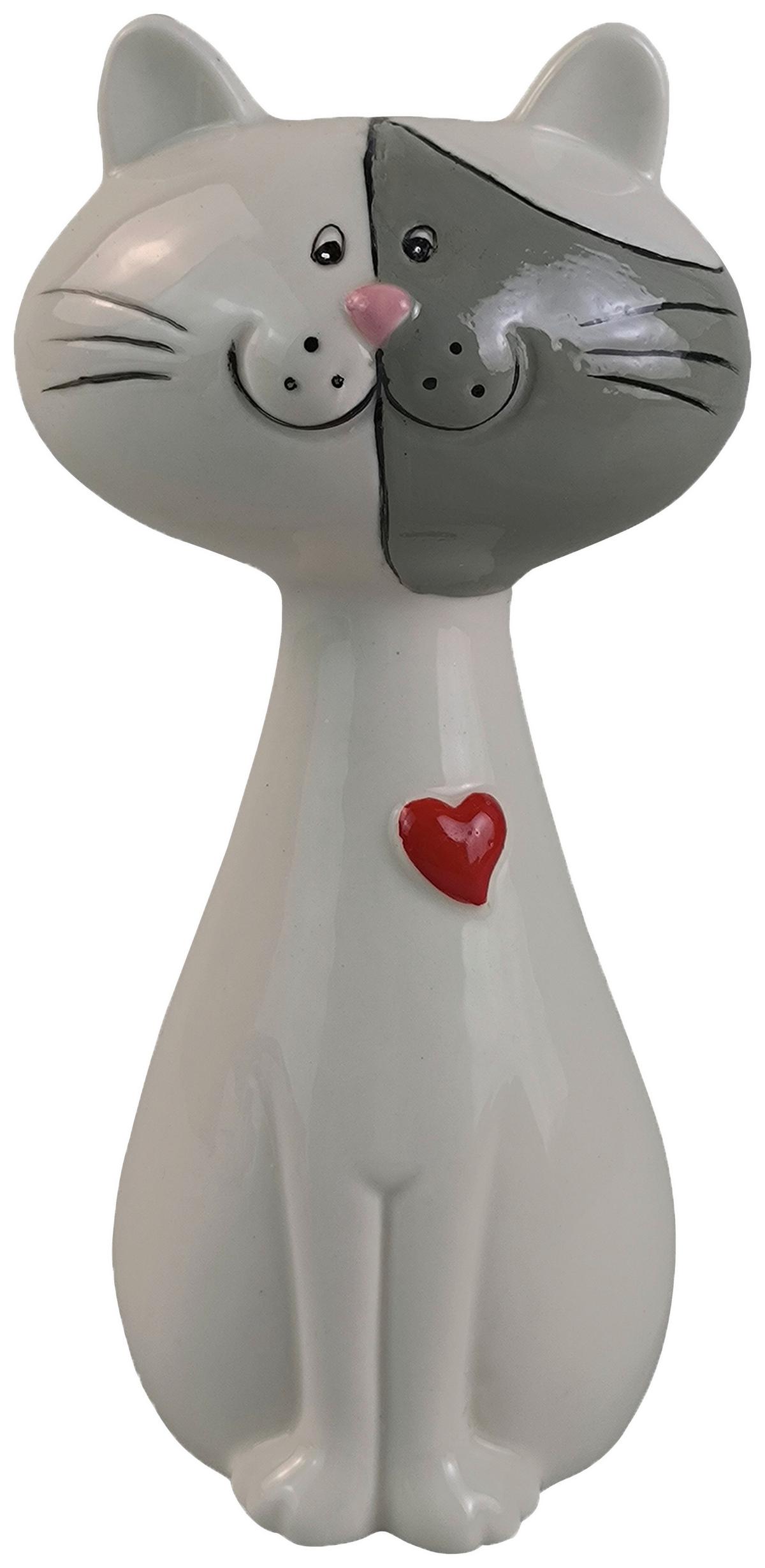 Dekokatze Lilly - Rot/Schwarz, KONVENTIONELL, Keramik (9,7/8,5/19,9cm) - Luca Bessoni