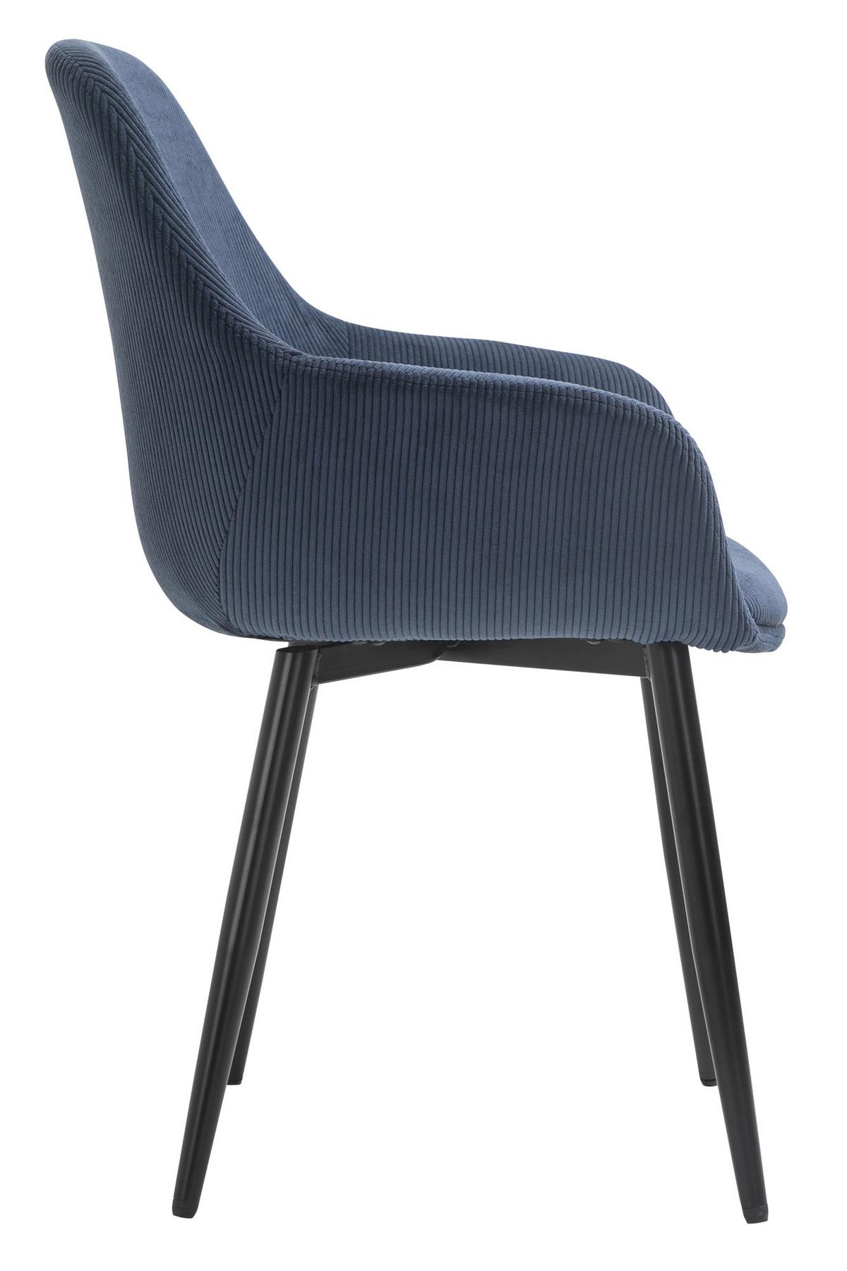 Armlehnstuhl-set Dunkelblau B: 64 Cm - Schwarz/Dunkelblau, MODERN, Textil/Metall (64/86/59cm) - Livetastic