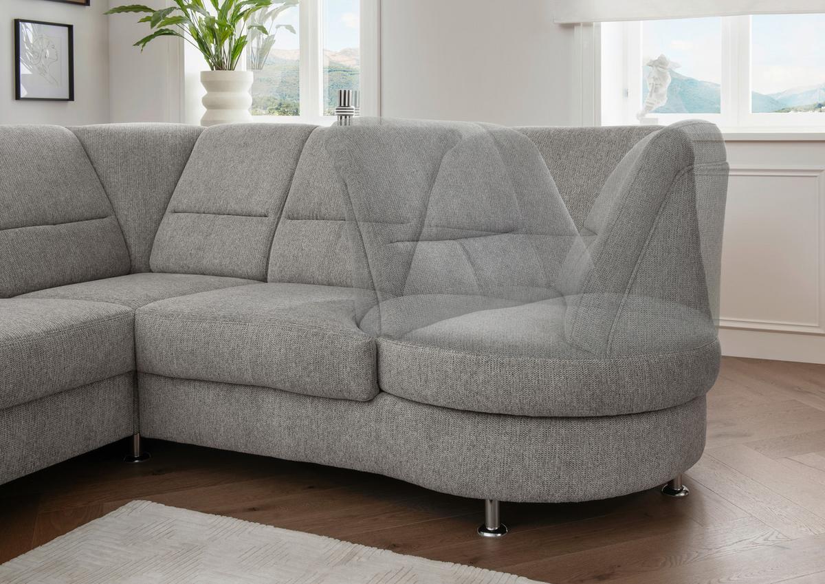 Ecksofa Mit Relaxfunktion Parole Silberfarben Chenille - Chromfarben/Silberfarben, MODERN, Textil (275/236cm) - Livetastic