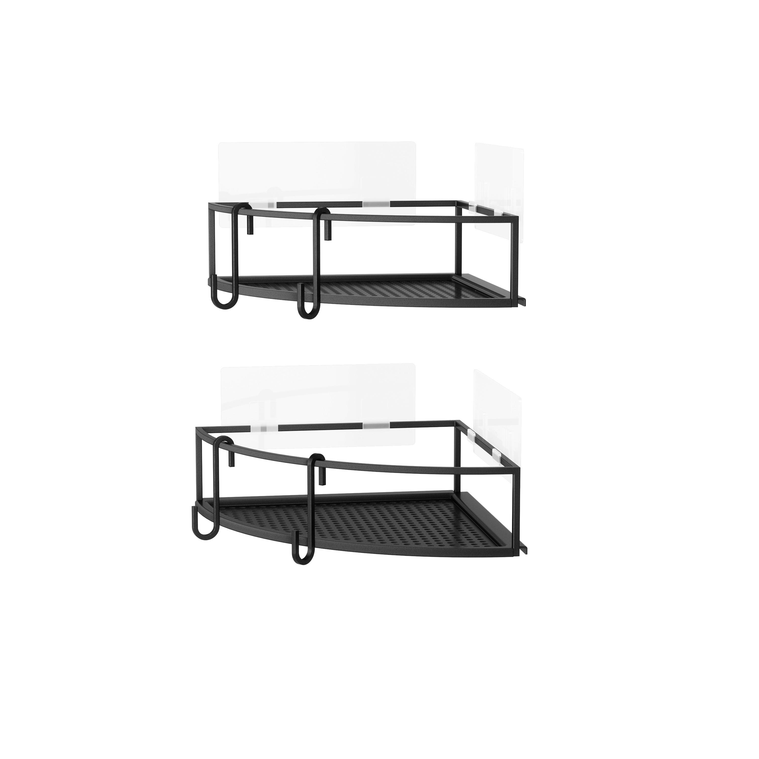 Regál do sprchovacieho kúta čierny, 2 Set - černá, Moderní, kov (23/6,5/23cm) - Mömax