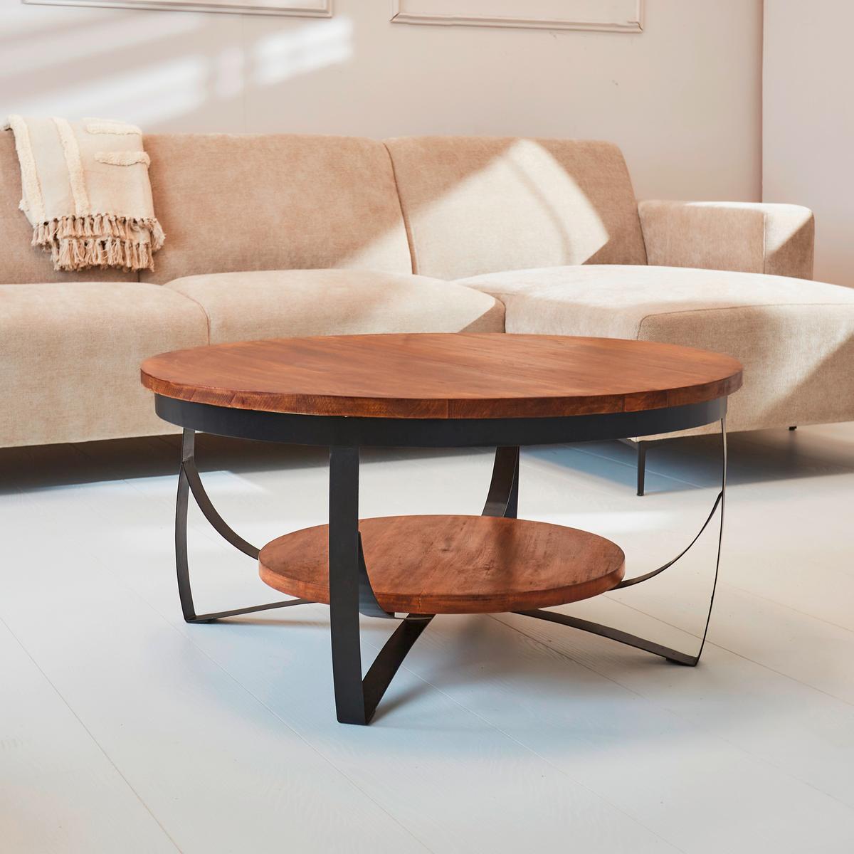 Couchtisch Ocala Braun/schwarz, 90 Cm - Schwarz/Braun, MODERN, Holz/Metall (90/90/44cm) - MID.YOU