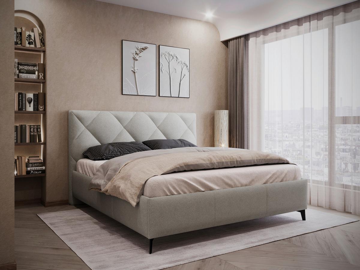 Polsterbett Bianco - Greige/Schwarz, MODERN, Holz/Textil (180/200cm) - MID.YOU