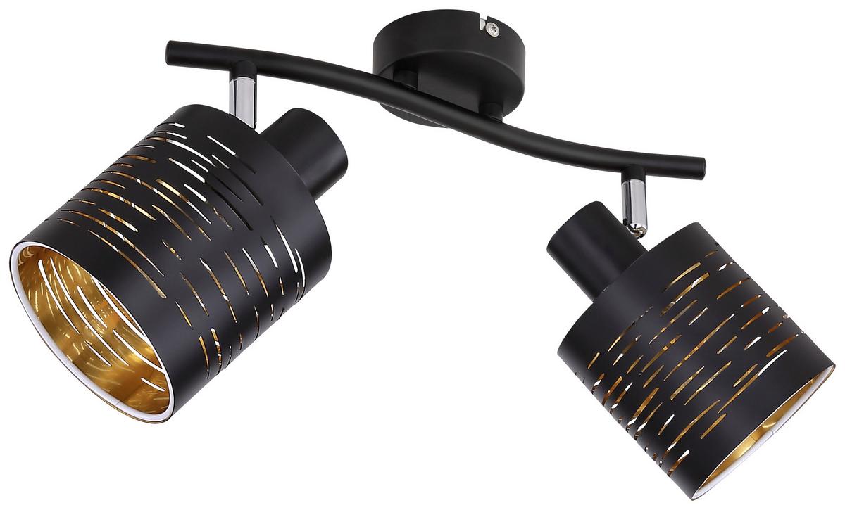 Strahler Tunno 2-flammig Verstellbar L: 29,6 Cm - Goldfarben/Schwarz, Design, Kunststoff/Metall (29,6/10/16cm) - Globo