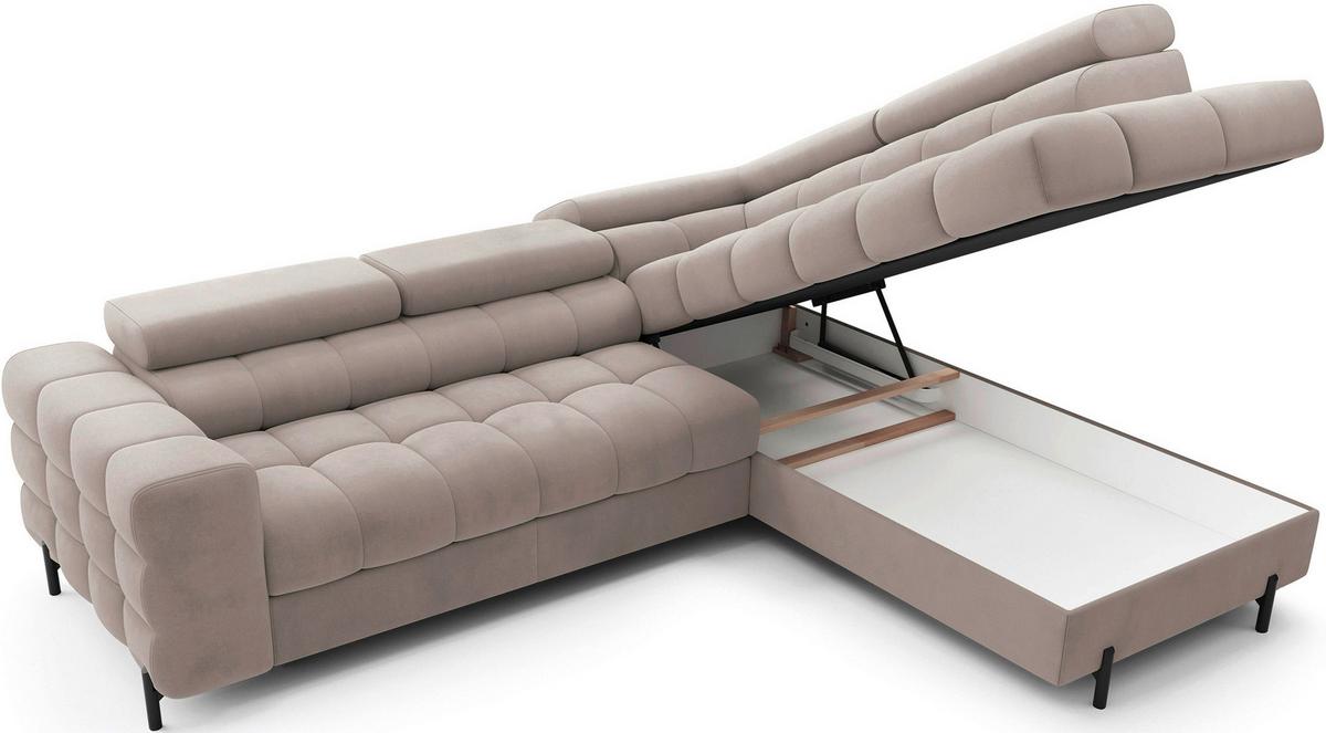 Ecksofa Ferucce Beige S: 276x200 Cm - Beige/Schwarz, Design, Textil (276/200cm) - MID.YOU