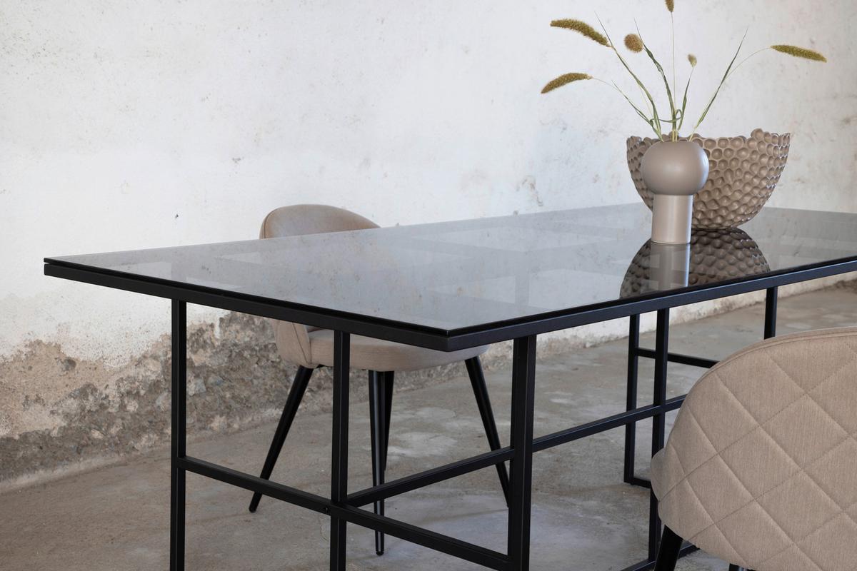 Esstisch Leif - Schwarz, Design, Glas/Metall (200/90/74cm) - Livetastic