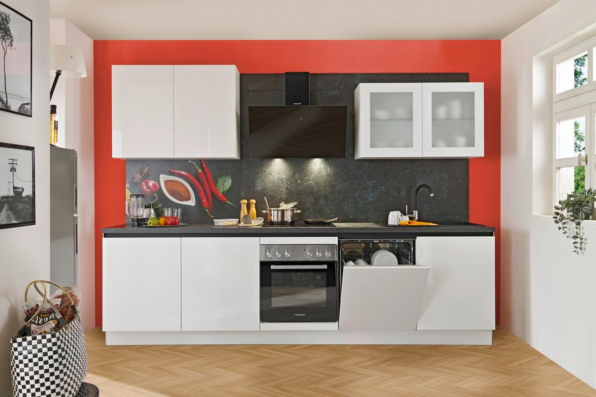 Küchenblock Star - Weiß Hochglanz, Basics, Holzwerkstoff (300cm) - Express