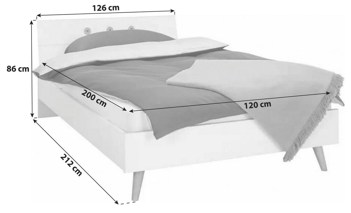 Ágykeret Billund 120/200 Cm - tölgyfa/fehér, Modern, faalapú anyag/fa (120/200cm) - MID.YOU