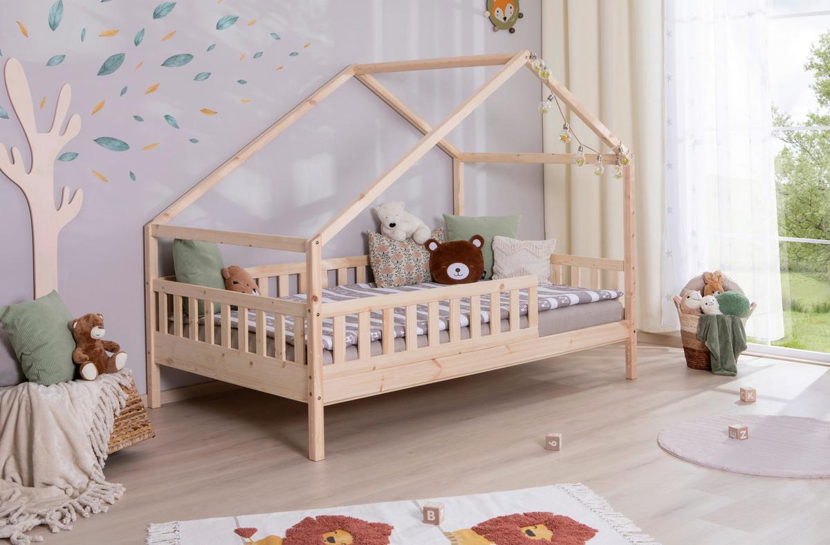 Hausbett Lou Naturfarben B: 120 Cm - Naturfarben/Weiß, MODERN, Holz/Textil (120/200cm) - MID.YOU
