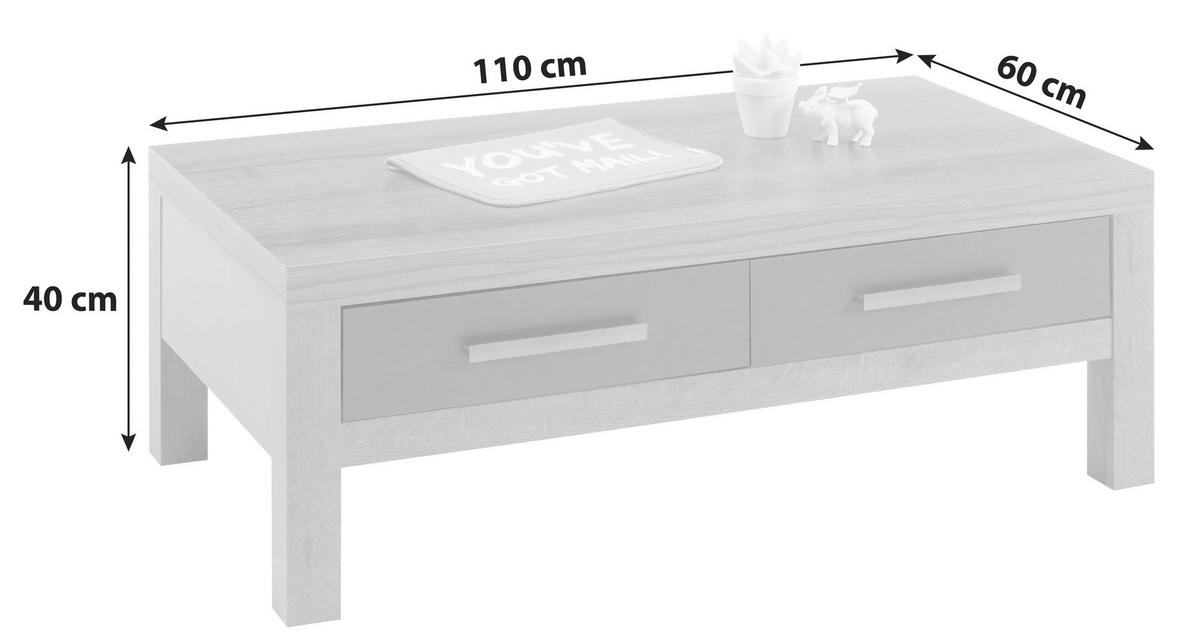 Couchtisch Mit Schubladen Balin, Trüffeleiche/schwarz - Eichefarben/Trüffeleichefarben, KONVENTIONELL, Holzwerkstoff (110/60/40cm) - MID.YOU