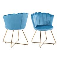 Stuhl-set Blau B: 69,5 Cm - Blau/Goldfarben, MODERN, Textil/Metall (69,5/85/66cm) - Livetastic