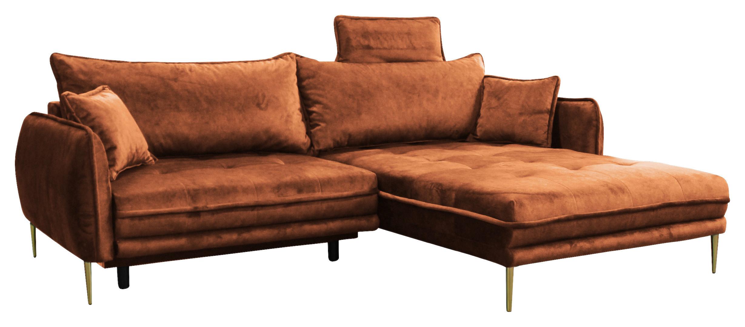 Ecksofa Whisper Rostfarben S:264x196cm - Rostfarben/Goldfarben, Design, Textil (264/196cm) - MID.YOU