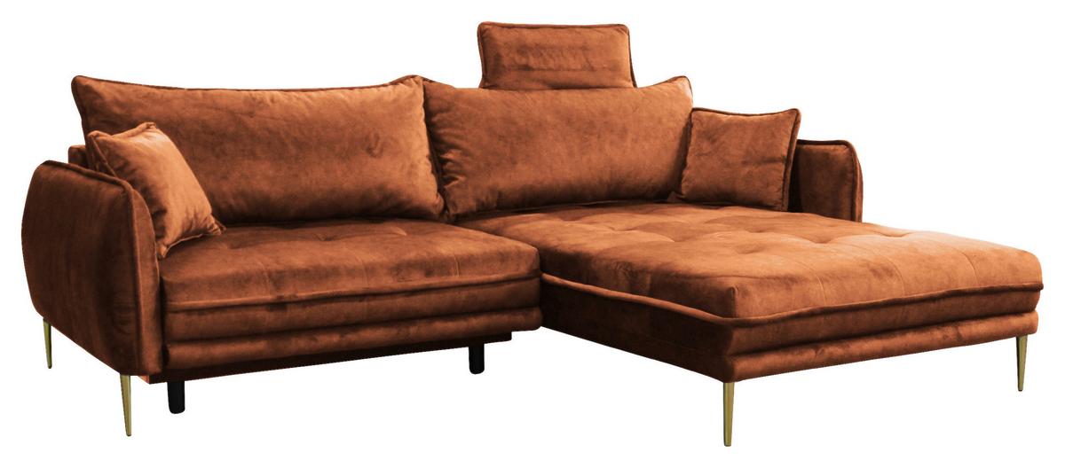 Ecksofa Whisper Rostfarben S:264x196cm - Rostfarben/Goldfarben, Design, Textil (264/196cm) - MID.YOU