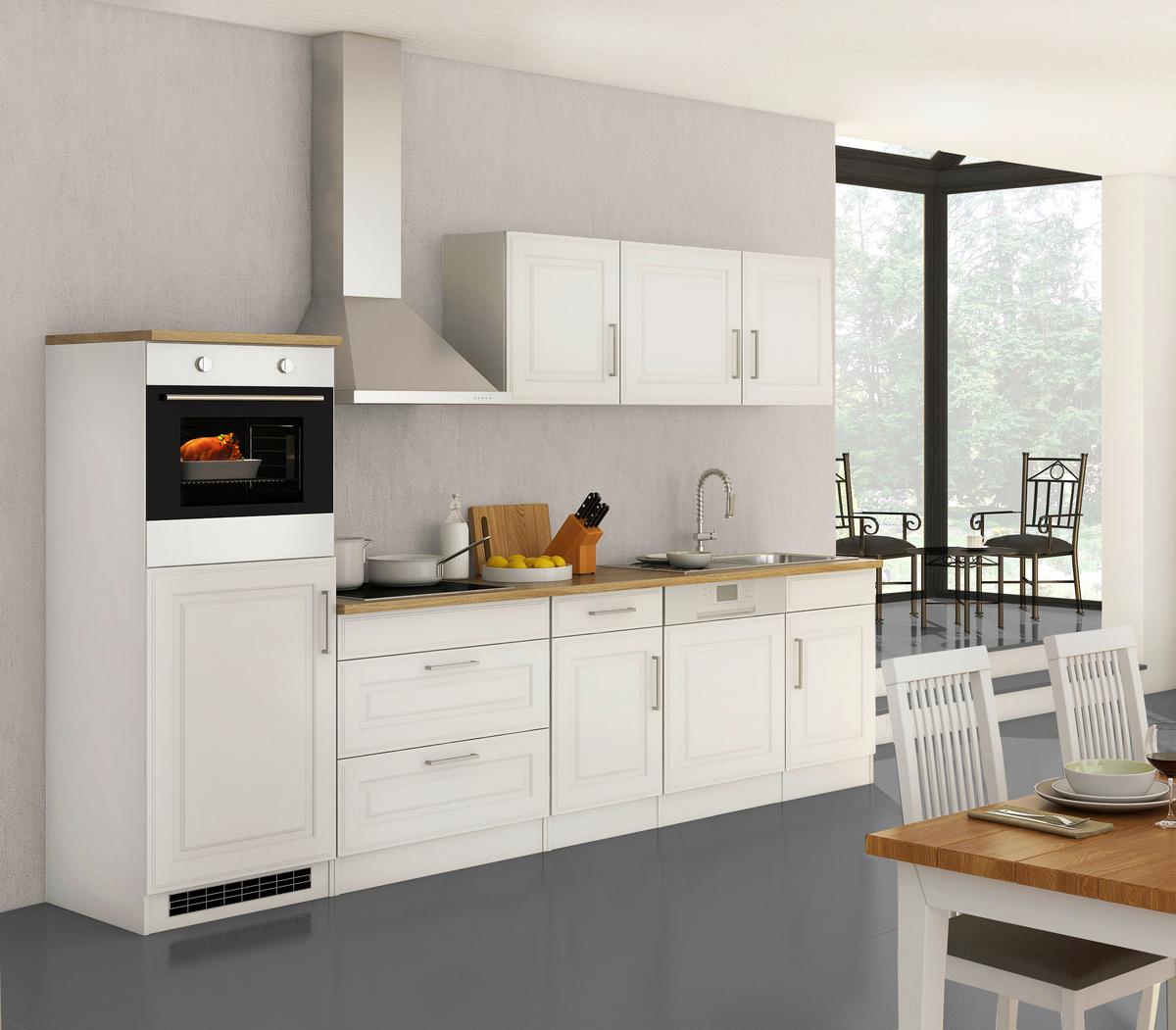 Küchenleerblock Rom Weiß B: 300 Cm - Weiß/Sonoma Eiche, MODERN, Holzwerkstoff (300cm) - Held