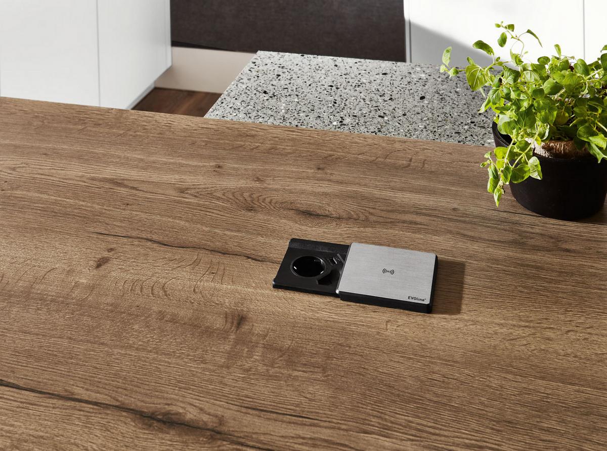 Einbauküche Fontana Frei Planbar Modern, Grifflos - Eichefarben/Anthrazit, MODERN, Holzwerkstoff - Vertico