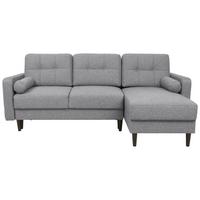 Eckschlafsofa Noret Hellgrau S: 223/157 cm - Dunkelgrau/Schwarz, KONVENTIONELL, Textil (223/157cm) - MID.YOU