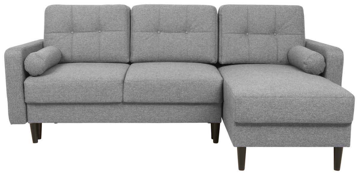 Eckschlafsofa Noret Hellgrau S: 223/157 cm - Dunkelgrau/Schwarz, KONVENTIONELL, Textil (223/157cm) - MID.YOU
