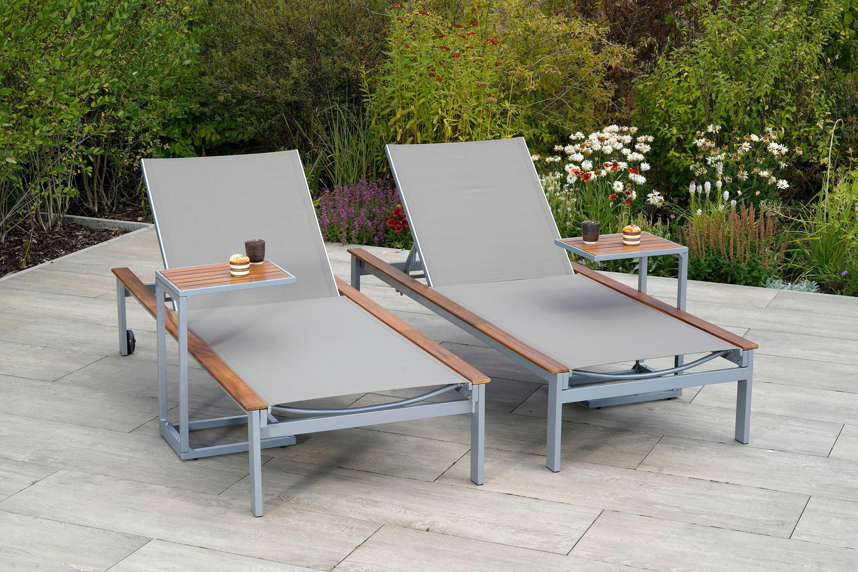 Gartenbeistelltisch Cee - Silberfarben/Naturfarben, MODERN, Holz/Metall (41/32/61cm) - Gardenson