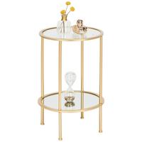 Odkládací stolek FARO 1 zlatá - barvy zlata, Basics, kov/sklo (38/38/55cm)