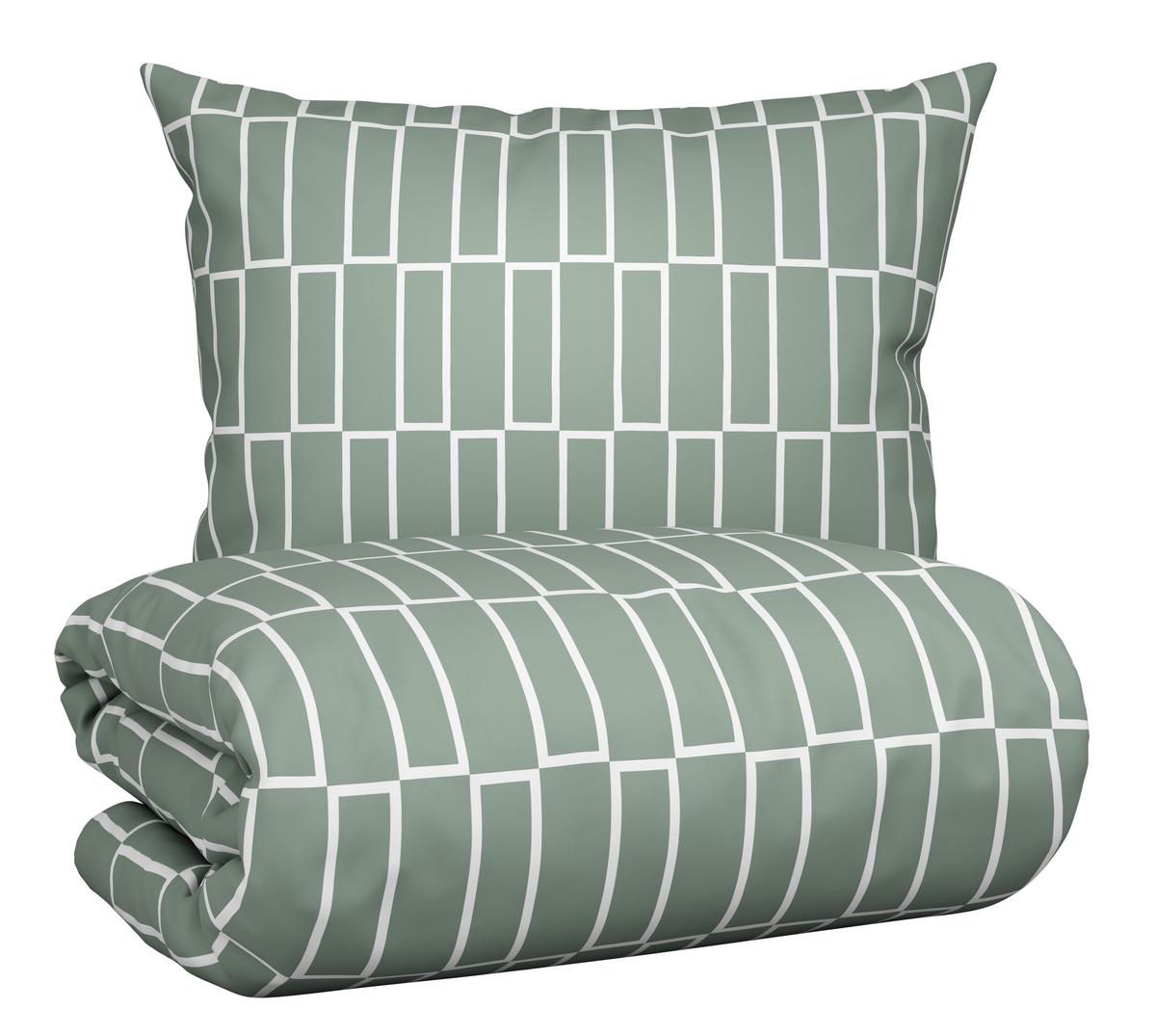 POVLEČENÍ Brigg, 140/200 cm - černá/světle zelená, textil (140/200cm) - Modern Living