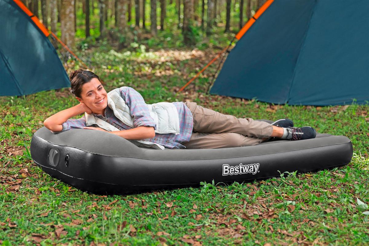 Luftbett Lukas 188x99x30 cm Bis 300kg, inkl. Pumpe - Dunkelgrau/Schwarz, KONVENTIONELL, Kunststoff (188/99cm) - Bestway