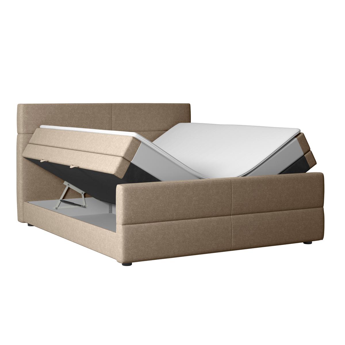 Boxspringbett mit Bettkasten Verona 180x200 cm Beige - Beige/Schwarz, MODERN, Holz/Kunststoff (180/200cm) - MID.YOU