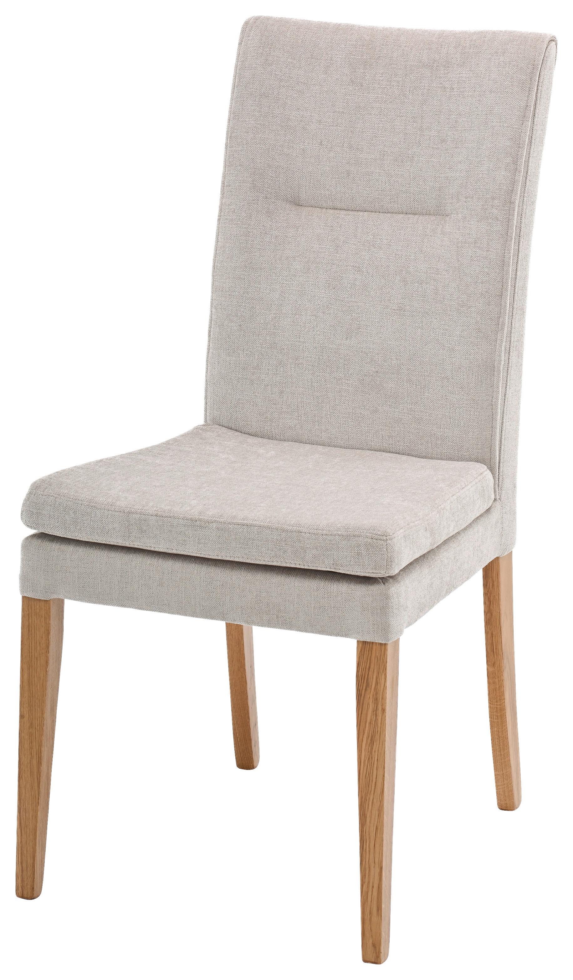 Stuhl Vega 2 Beige Beine Eiche Massiv, B: 61 cm - Beige/Naturfarben, KONVENTIONELL, Holz/Textil (61/101/65,5cm)