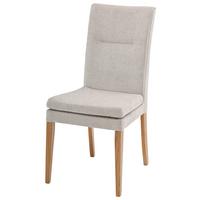 Stuhl Vega 2 Beige Beine Eiche Massiv, B: 61 Cm - Beige/Naturfarben, KONVENTIONELL, Holz/Textil (61/101/65,5cm)