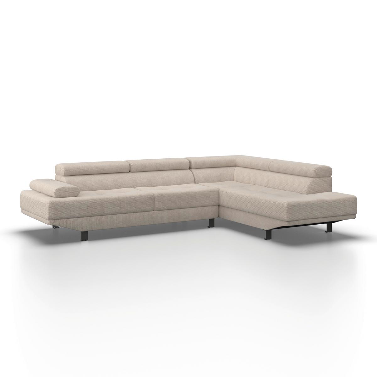 Sedací souprava EMELY, krémová - krémová/barvy nerez oceli, Moderní, kov/dřevo (267/70/195cm) - Bessagi Home