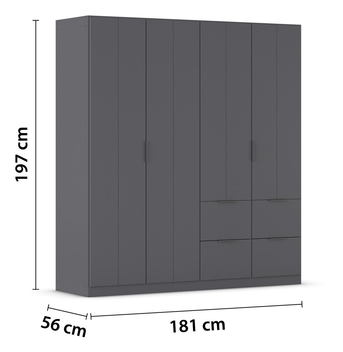 DREHTÜRENSCHRANK Ella Grau B: 181cm - Grau, MODERN, Holzwerkstoff (181/197/56cm) - Rauch Möbel