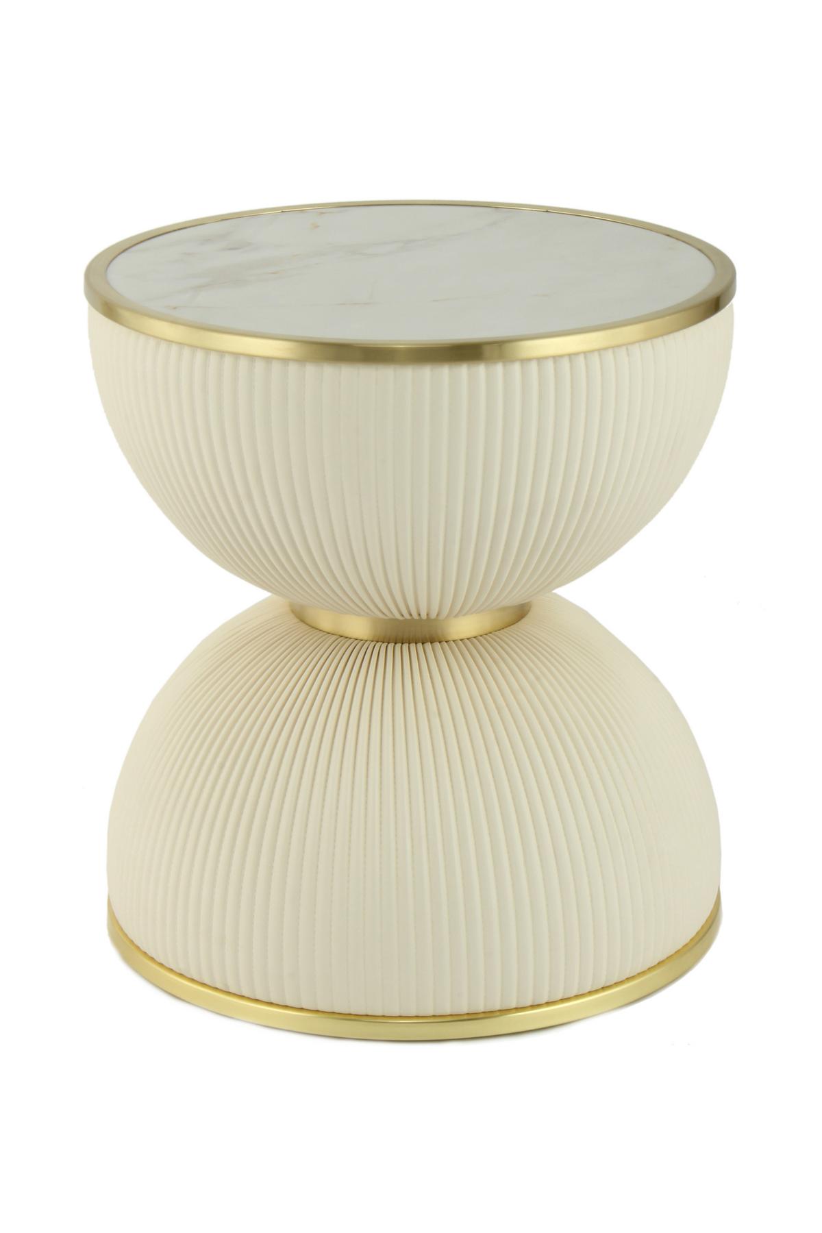 PRÍRUČNÝ STOLÍK JOKAI 225 CREME - zlatá/krémová, Design, kov/textil (47/51cm) - MID.YOU