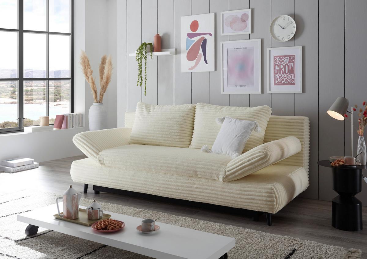 Schlafsofa Sunny Beige B: 212 Cm - Beige/Schwarz, KONVENTIONELL, Textil (212/88/101cm) - MID.YOU