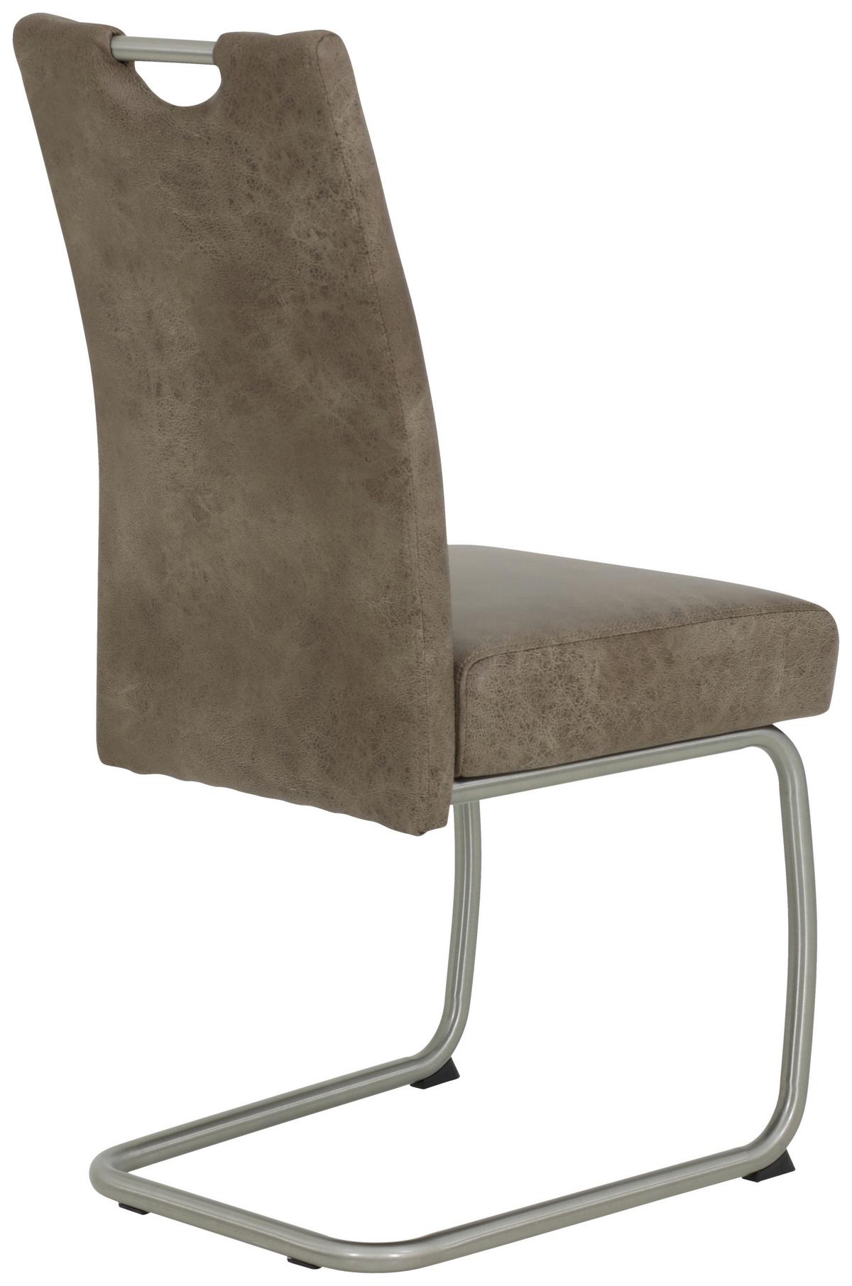 Schwingstuhl Sophia S Schlamm Gepolstert 4er-Set - Edelstahlfarben/Schlammfarben, MODERN, Textil/Metall (43/99/58cm) - MID.YOU