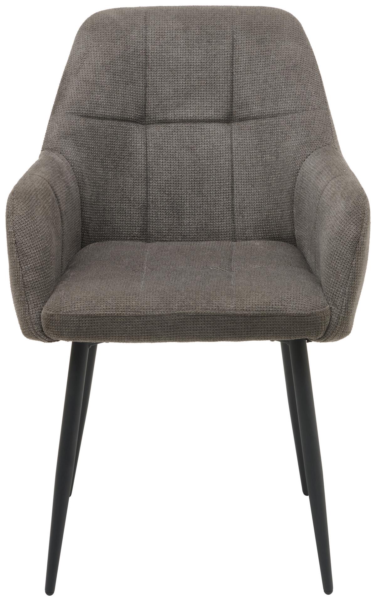 Armlehnstuhl Mira Webstoff Dunkelgrau, B: 58 cm - Dunkelgrau/Schwarz, KONVENTIONELL, Textil/Metall (58/88/63cm) - MID.YOU