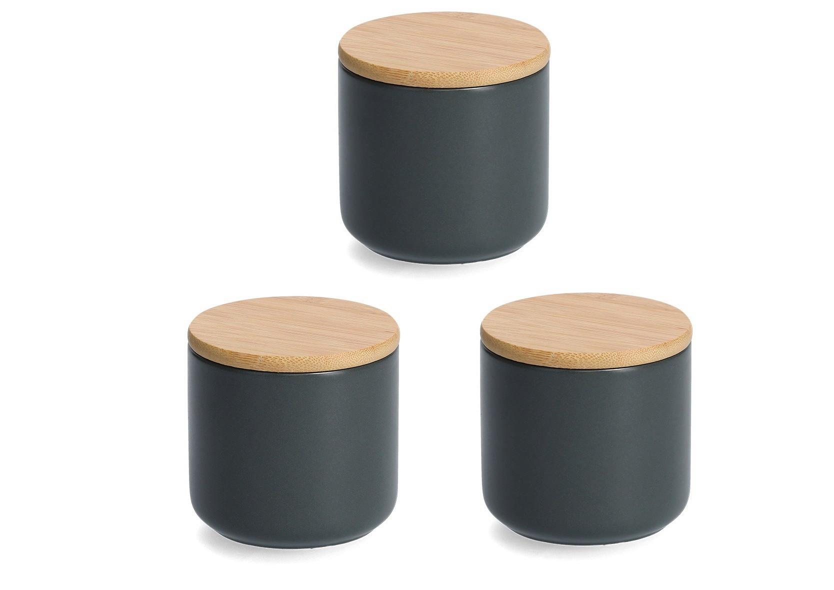 VORRATSDOSENSET Schwarz, Ø/H: ca. 9x9 cm - Schwarz, Basics, Keramik (8,7/8,5cm) - Zeller Present