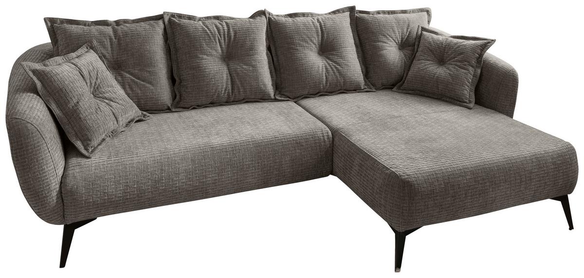 Ecksofa Baggio Graubraun S: 277x162 Cm - Graubraun/Schwarz, MODERN, Textil (277/162cm) - Livetastic