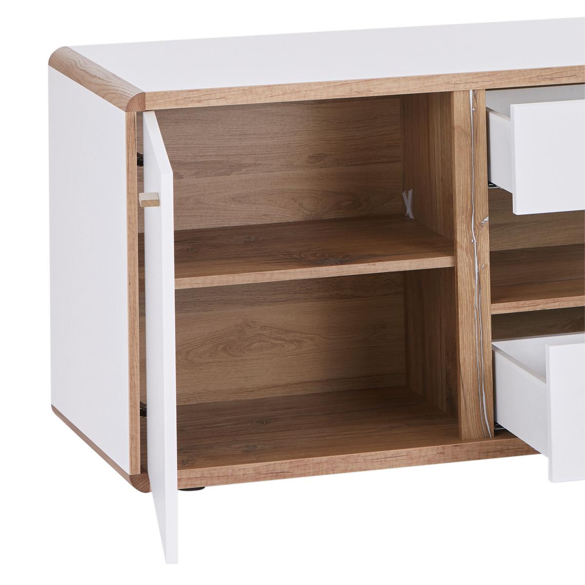 Phonotisch Ronda B: 178 cm Weiß/Eiche Dekor - Eichefarben/Weiß, MODERN, Holzwerkstoff (178/61/46,4cm)